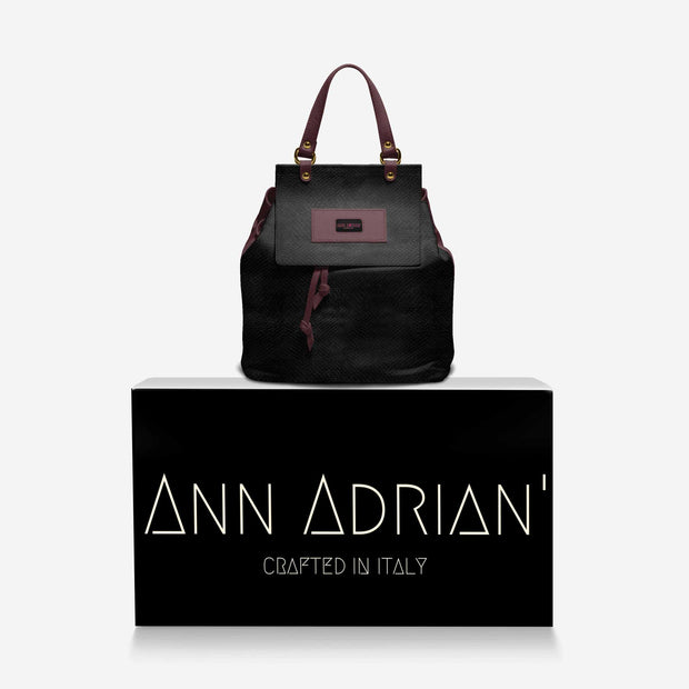 Ann Adrian' Wine/Blk Backpack Purse