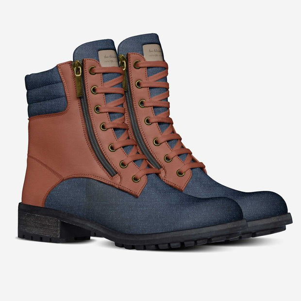 Denim & Leather Zip Boot