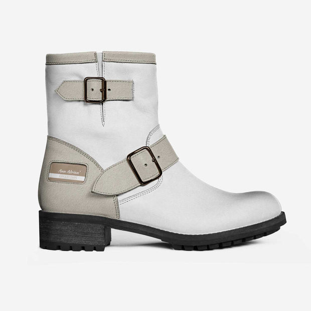 Ann Adrian' White Belted Boots