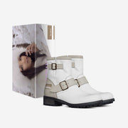Ann Adrian' White Belted Boots