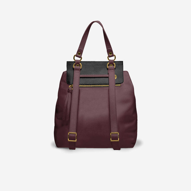 Ann Adrian' Wine/Blk Backpack Purse