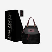 Ann Adrian' Wine/Blk Backpack Purse