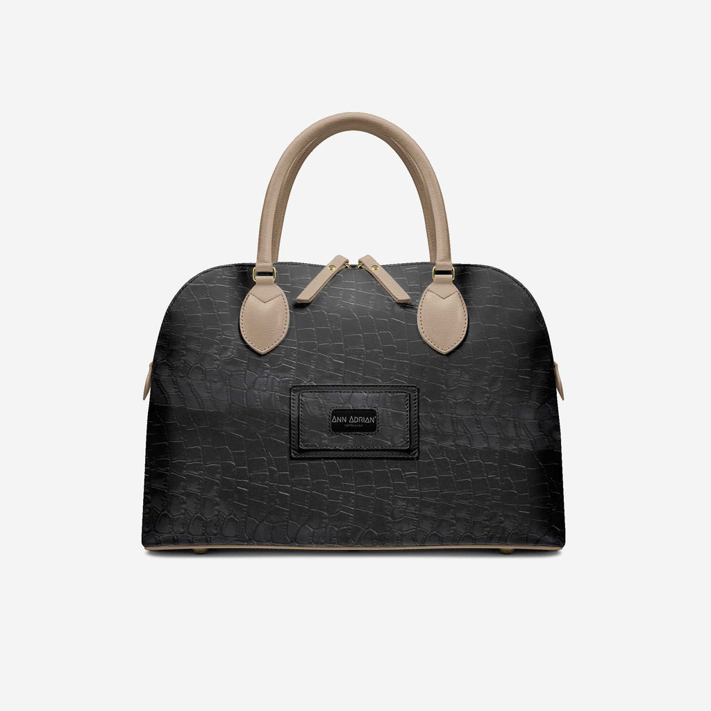 Ann Adrian' Black Croc Luxury Handbag